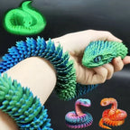 3D Printed Snake Movable Joint Toy Doll Simulation Snake Model Office Desktop Decoration Handicraft Toy for Children Gift 30cm