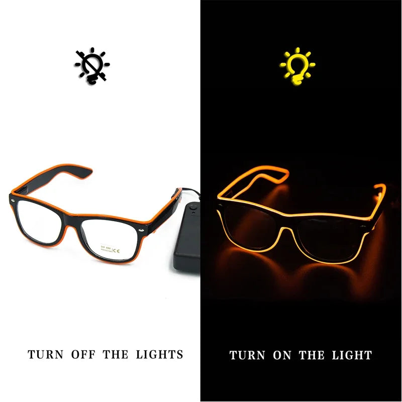 1PC Flashing EL Wire Led Glasses Luminous Party Decorative Lighting Classic Novelty Gift Bright LED Light Up Party SunGlasses