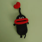 Funny Crochet Sausage Mouth Keychain Key Holder Pouch