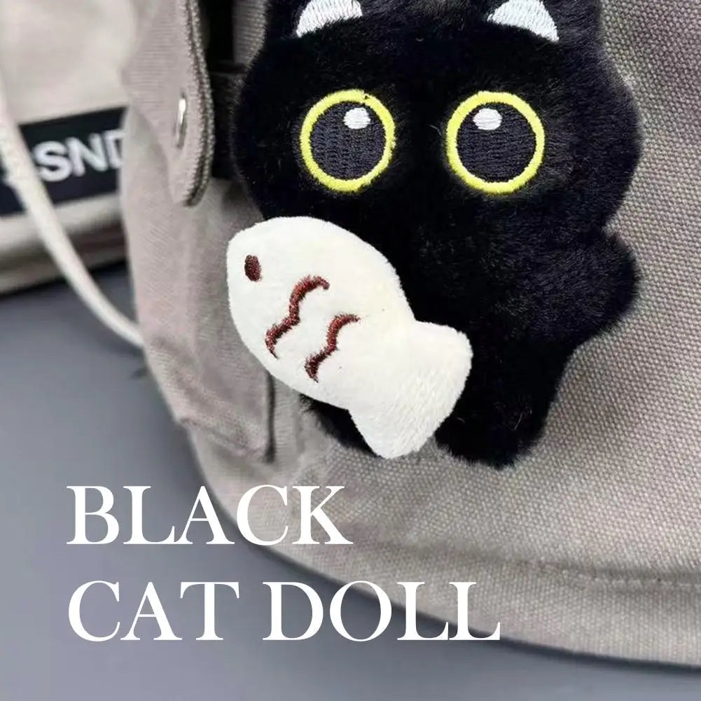 Cute Cartoon Black Cat Plush Keychain Kawaii Bag Charm