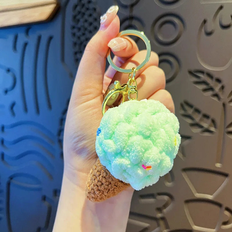 Cute Crochet Ice Cream Keychain Cone Bag Charm