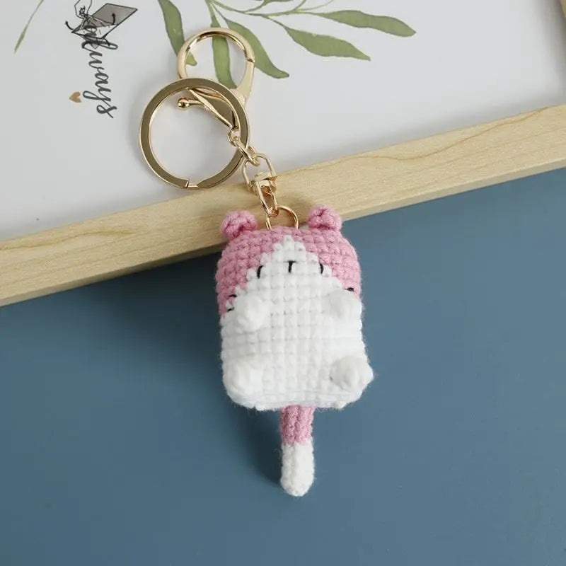 Cute Crochet Kitten Keychain Smiling Cat Bag Charm