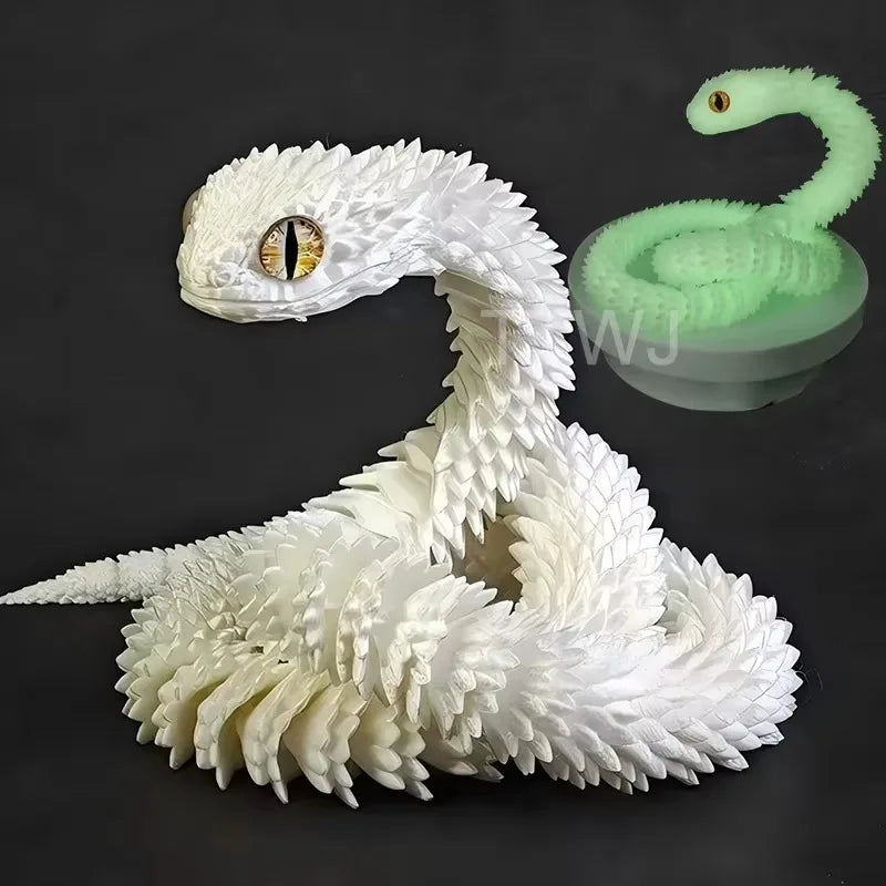 3D Printed Snake Movable Joint Toy Doll Simulation Snake Model Office Desktop Decoration Handicraft Toy for Children Gift 30cm