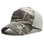 American Flag Camouflage Mesh Baseball Cap for Outdoor Adventures