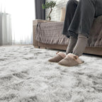 Tie Dyed Dark Gray Carpet Shaggy Rugs for Living Room Bed Room Baby Floor Mats Non-Slip Washable Home Decor Blanket
