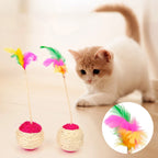 Feather Sisal Cat Ball Toy Interactive Claw Grinding Play Toy