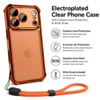Luxury Transparent Shockproof Phone Case For iPhone 18 17 13 12 Pro Max 16 15 14 Plus Air with Wrist Strap Lens Protector Cover