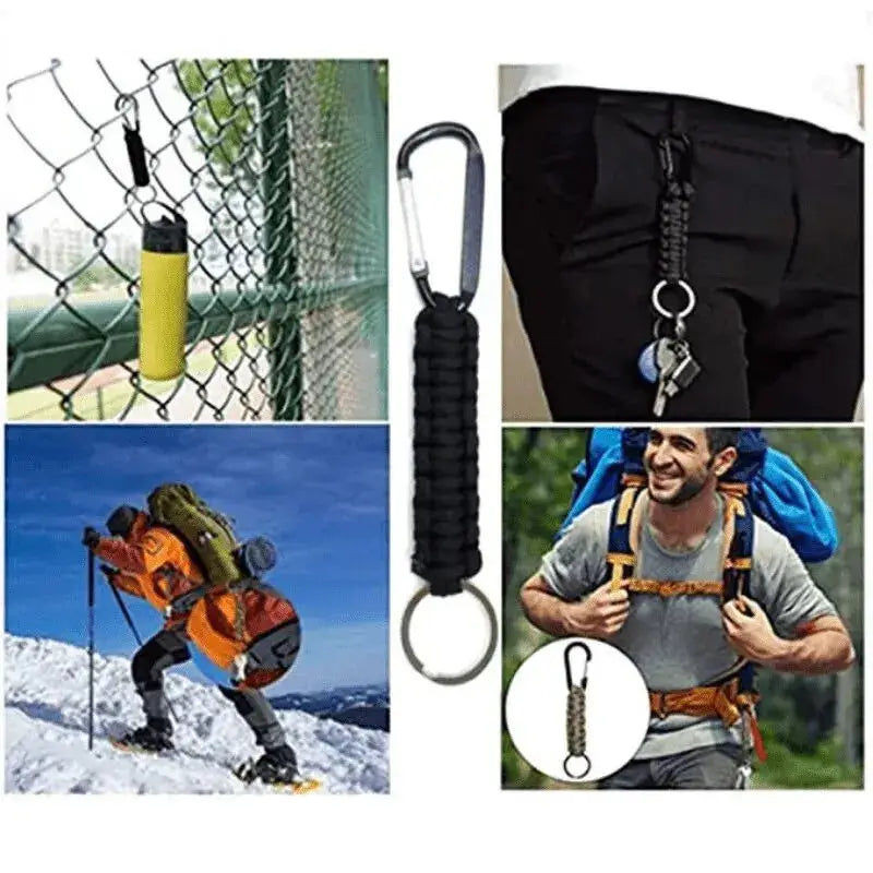Tactical Paracord Keychain Survival Lanyard with Carabiner Cli