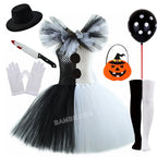 Girls Horror Clown Costume – Black & White Tutu Dress
