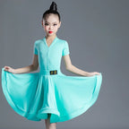 Children's Latin Dance Dress Girls' Dance Dress Girls' Long Sleeve Split Latin Dance Dress Performance Clothing Two Piece Set