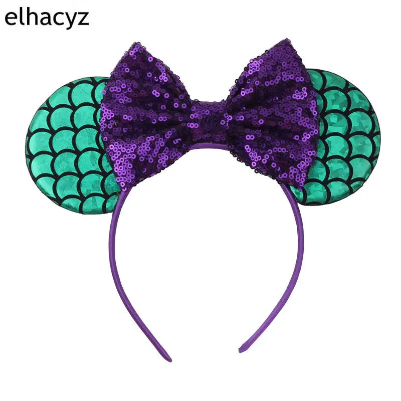 Embroidered Sequin Ears Bow Headband for Women & Girls