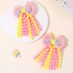 Sweet Unicorn Hair Clips For Girl Bow Barrette Cute Tassel Ribbon Curly Ponytail Hairpins Accessories