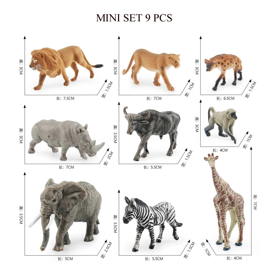 Mini Farm & Wildlife Animal Figurine Set