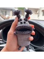 Handmade Crochet Sausage Keychain Earphone Pouch Key Holder For Women