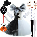 Girls Horror Clown Costume – Black & White Tutu Dress