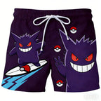 Pokemon Anime Beach Shorts for Men – 3D Printed Summer Trunks