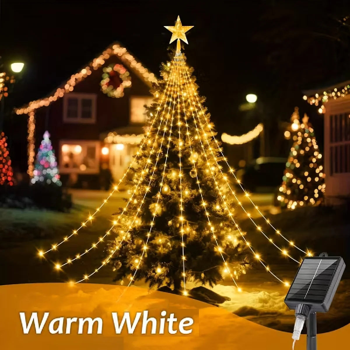 1PC Five-pointed Star Waterfall Lights USB/Solar Powered  Christmas String Lights for Christmas Party Halloween Home Decor