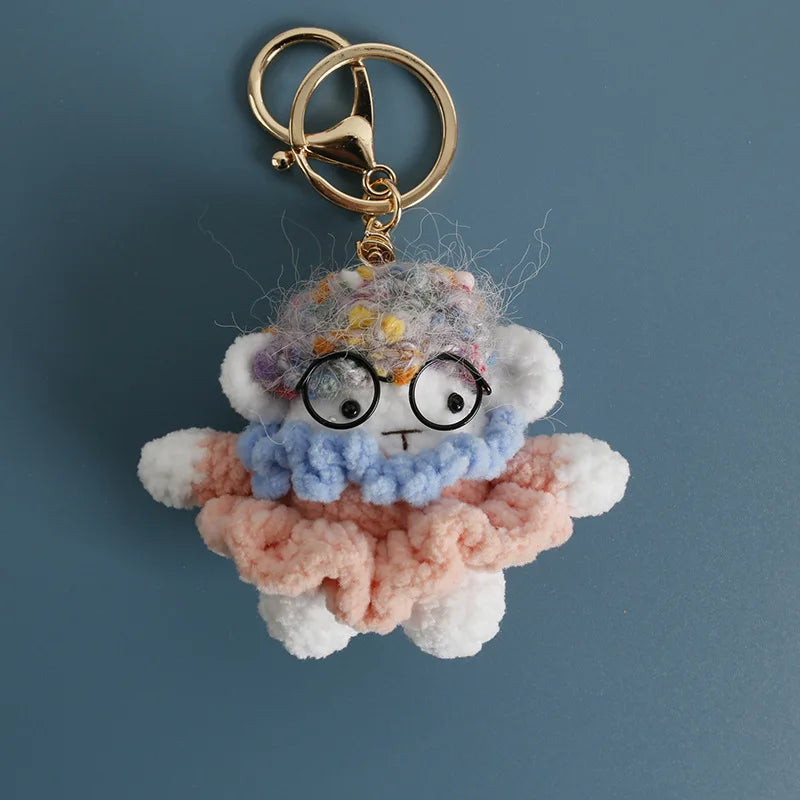 Cute Crochet Animal Doll Keychain Sheep Puppy Bag Charm