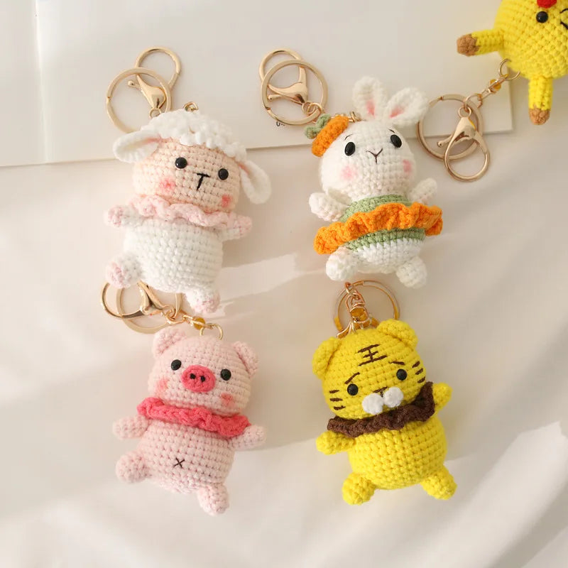 Cute Crochet Animal Doll Keychain Sheep Puppy Bag Charm