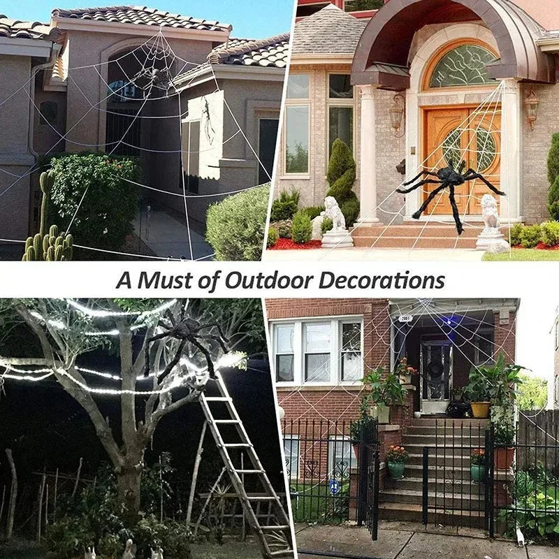 30/90/150cm Halloween Black Scary Giant Spider Huge Spider Web Halloween Decor Home Bar Haunted House Prop Holiday Outdoor Decor