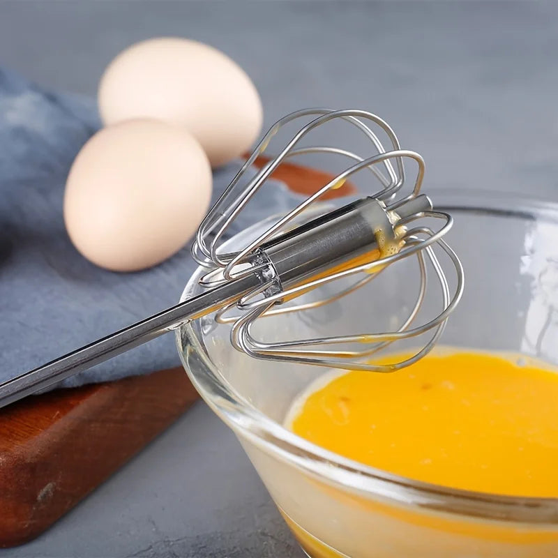Stainless Steel Semi Automatic Egg Beater – Manual Push Whisk Mixer