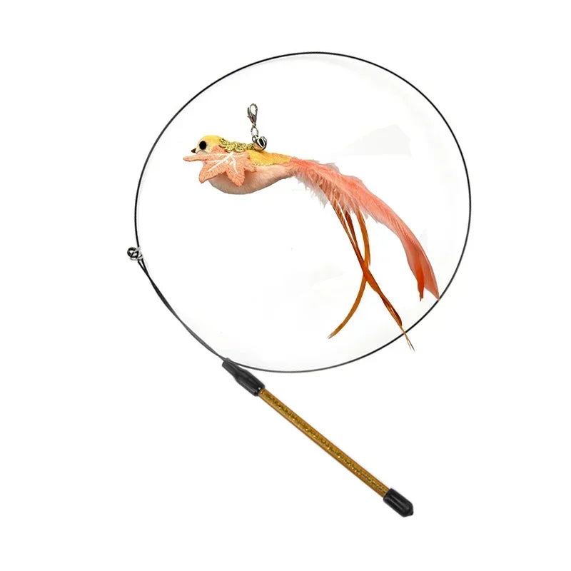 Peacock Bird Cat Teaser Wand for Interactive Hunting and Play