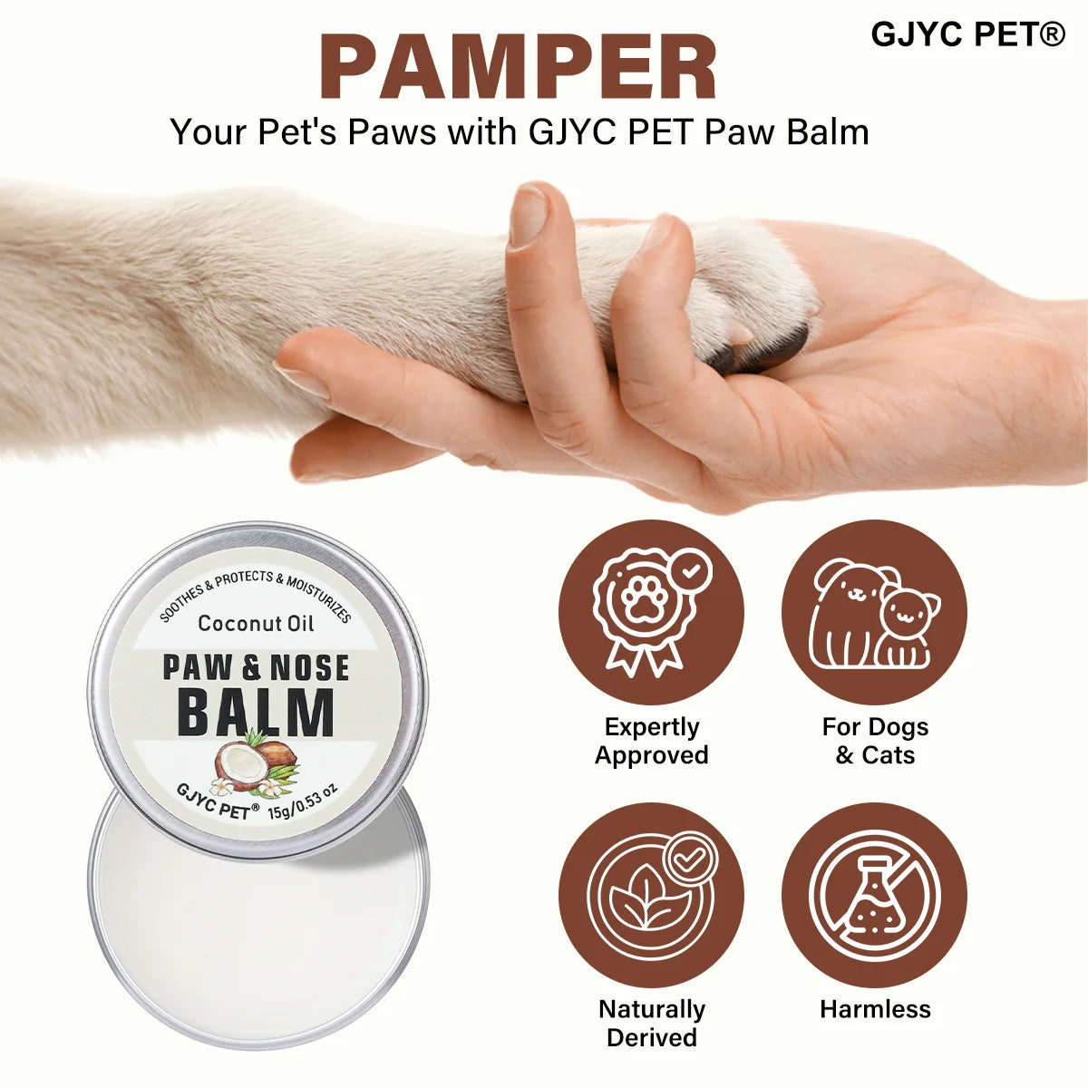 Coconut Scent Dog Nose And Paw Balm | Natural Pet Paw Cream For Cats Dogs | Paw Protector Moisturizer Cracked Feet Repair
