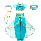 Kids Jasmine Princess Costume Dress – Aladdin Magic Lamp Outfit