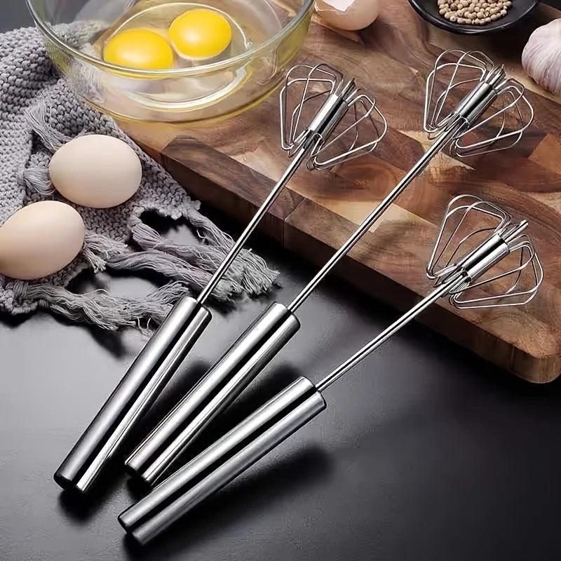 Stainless Steel Semi Automatic Egg Beater – Manual Push Whisk Mixer