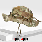 1pc/3pcs Camo Boonie Hat Sunscreen Breathable Bucket Hat Men's Outdoor Hiking Hunting Fishing Windproof Fisherman's Hat