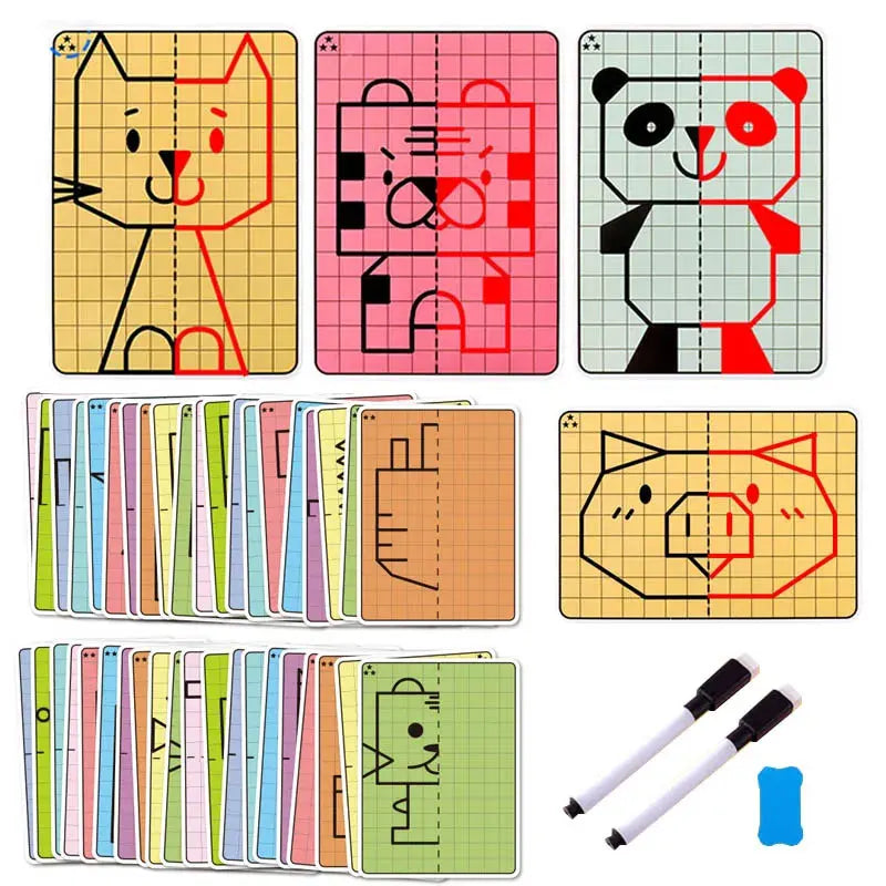 Kids Grid Symmetry Drawing Book – Fine Motor & Writing Training Toy