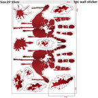 Halloween Wall Doors Windows Stickers Blood Handprint Footprint Skull Pattern Halloween Party Scene Decor Supplies Horror Props
