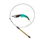 Peacock Bird Cat Teaser Wand for Interactive Hunting and Play
