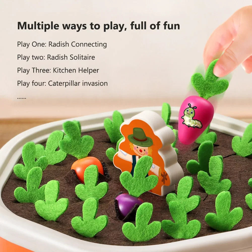 Montessori Pull Radish Carrot Harvest Matching Toy for Kids Fun