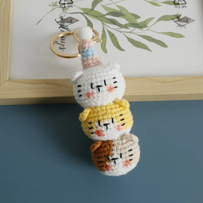 Cute Crochet Kitten Keychain Smiling Cat Bag Charm