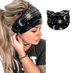 Boho Print Wide Knot Elastic Headband for Women