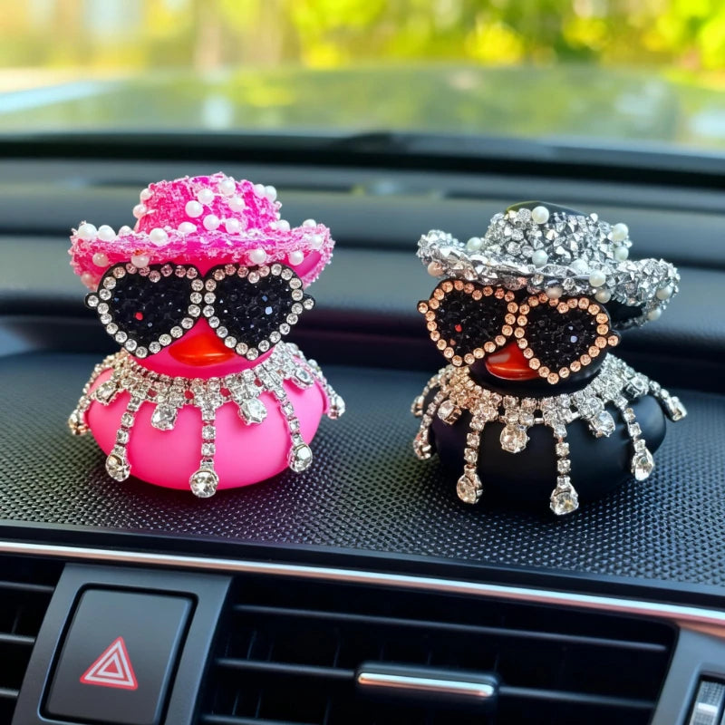 Luxury Diamond Rubber Duck Car Ornaments Purple Pink Black Car Ducks Funny Office Gifts Dashboard Decorations for Jeep for BMW