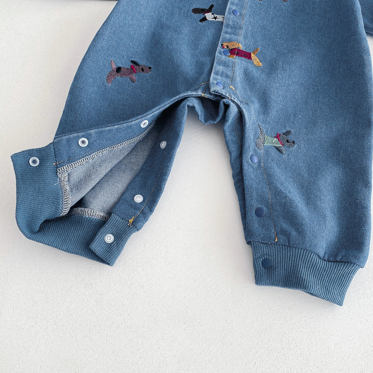 Baby One-Piece Suit, Denim Autumn Wear, Embroidered Outdoor Crawling Clothes for Boys and Girls, Hayi, First Birthday Clothes Fo