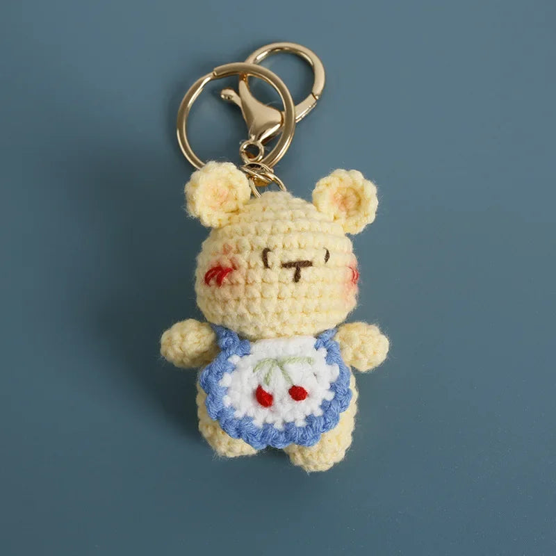 Cute Couple Bear Crochet Keychain Animal Bag Charm