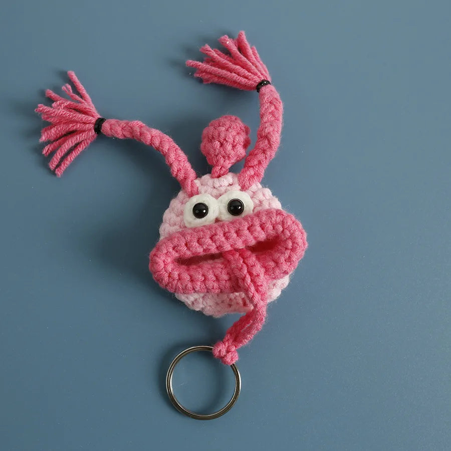Funny Fruit Sausage Mouth Crochet Keychain Key Holder