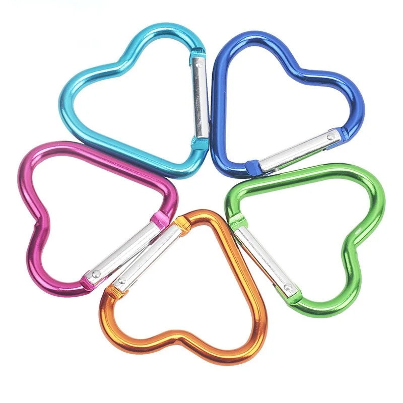 10PCS Heart Shaped Aluminum Carabiner Keychain Clips for Everyday Use