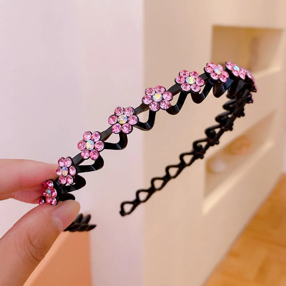 Non-Slip Rhinestone Wave Headband for Women