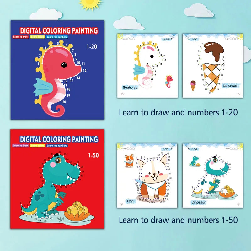 Kids Line Drawing & Number Learning Doodle Activity Book