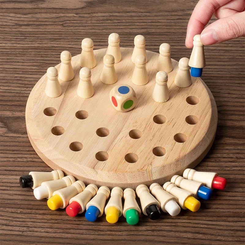 Wooden Memory Match Chess Board Montessori Educational Game for Kids