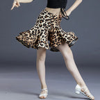 Children Professional Ballroom Latin Dance Dress For Girls Ballroom Dancing Dresses For Kids Leopard Print Top Skirt Samba Tango