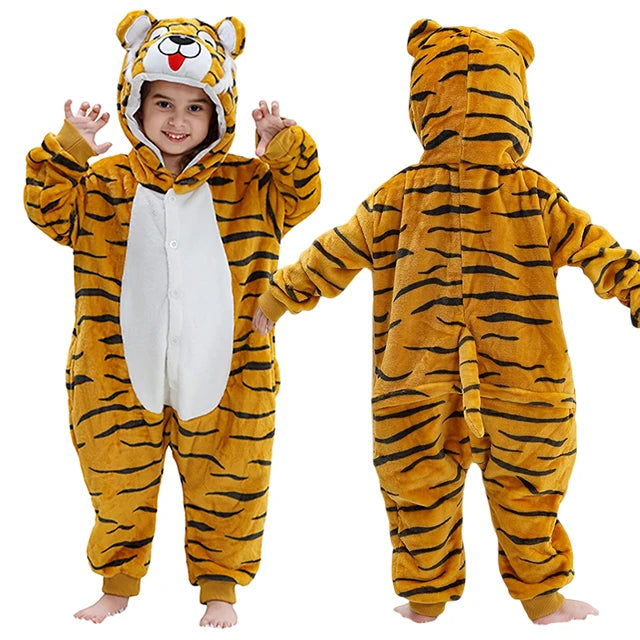 MICHLEY Carnaval Capybara Flannel Blanket Sleepers Onesie Hooded Children Costume Clothes Jumpsuit Sleepwear For Boys Girls