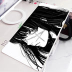 Black and White Anime Girl Table Mat Large Mouse Pad Office Keyboard Edge Locking Desk Mat Gaming Accessories Non-slip Mousepad