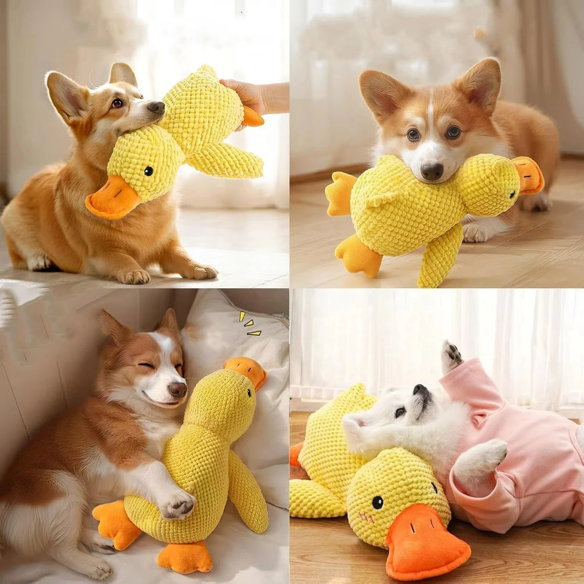 Duck Dog Toy Plush Chew Resistant Durable Dog Toy With Quacking Sound Teeth Grinding Relief Soft Companion for Small Large Dog