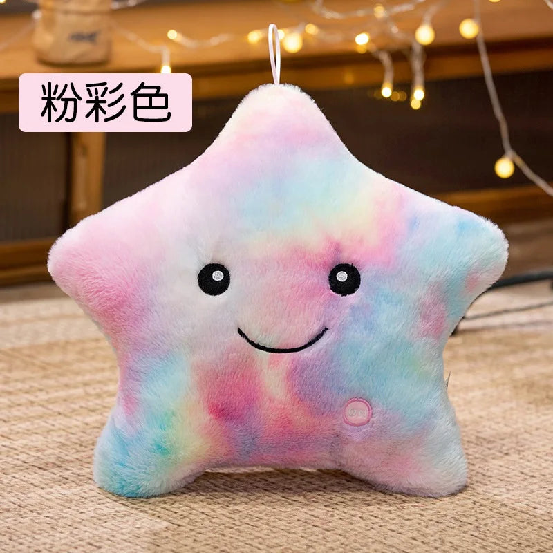 LED Light Star Plush Toy Soft Stuffed Star Pillow Doll Glowing Plush Baby Kid Toys Birthday Gift Home Deco