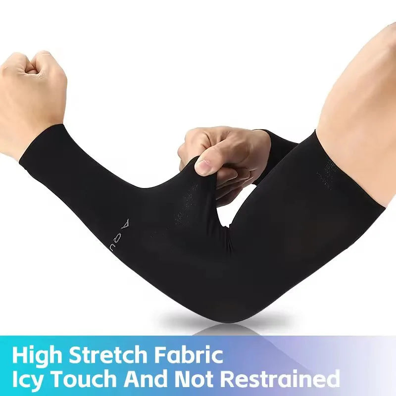 Ice Silk Sports Arm Sleeves for Men UV Protection Sunshade Cooling Summer Arm Covers for Cycling Outdoor Travel Running Fitness